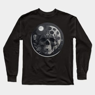 Moon skull with stars Long Sleeve T-Shirt